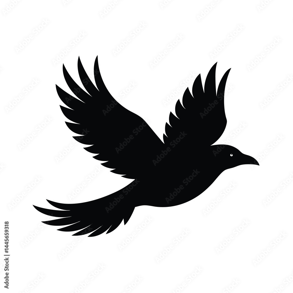 Fototapeta premium Flying Crow Silhouette Vector Sleek Design with F13