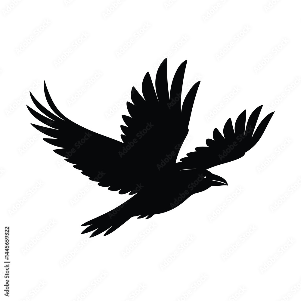 Obraz premium Flying Crow Silhouette Vector Sleek Design with F12