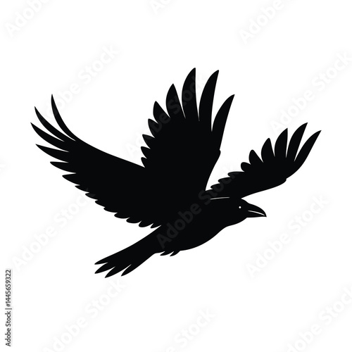Flying Crow Silhouette Vector Sleek Design with F12