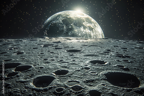 Experience the awe inspiring beauty of a stunning lunar crater, offering a unique and breathtaking perspective to admire the intricate geological features of the moons surface  
