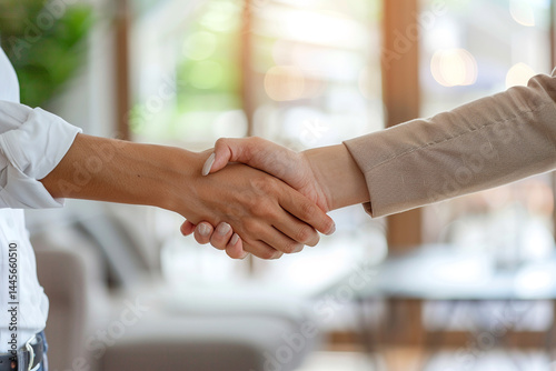 real estate agent eagerly extends their hand to customer, inviting them to confidently sign agreement contract and finalize signature for purchase or sale of their dream house, embodying essence of tr
