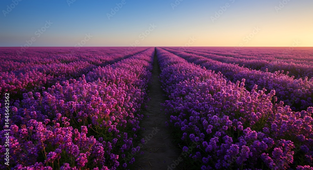 Obraz premium Lavender's Embrace at Dawn AI Generated