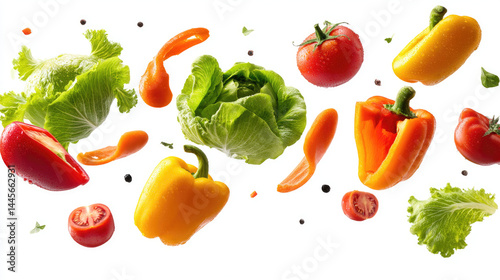Colorful vegetables mid air