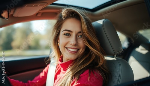 young woman driving a car