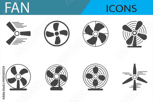 Collection of Fan Icons for Home and Office Ventilation