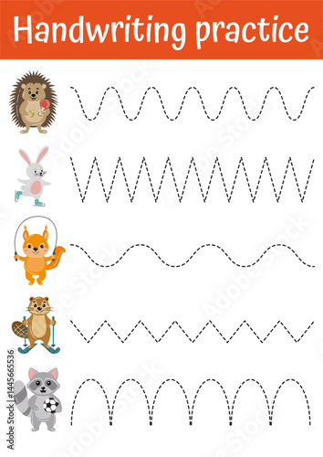 Printable tracing worksheet, handwriting practice for preschoolers, toddlers, kindergarten, homeschooling. Toddler busy book page. Educational game, early writing practice exercises. Teacher resources