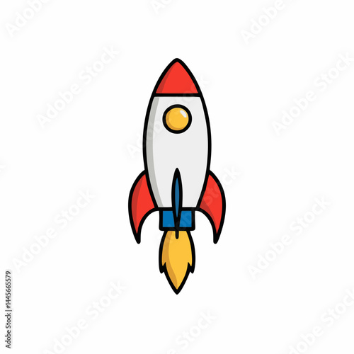 Cartoon rocket vector, simple spaceship illustration.