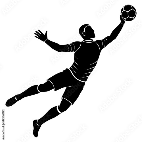 Silhouette vector illustration of a goalkeeper playing soccer