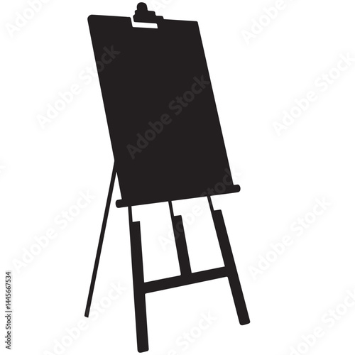 A silhouette of an artist's easel and canvas, likely representing arts and crafts or the submission of a vector image. 
