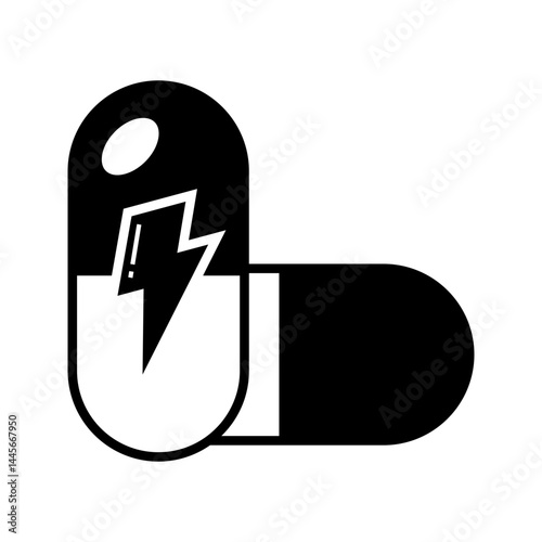 energy capsule, illustration of capsule with lightning bolt icon vector