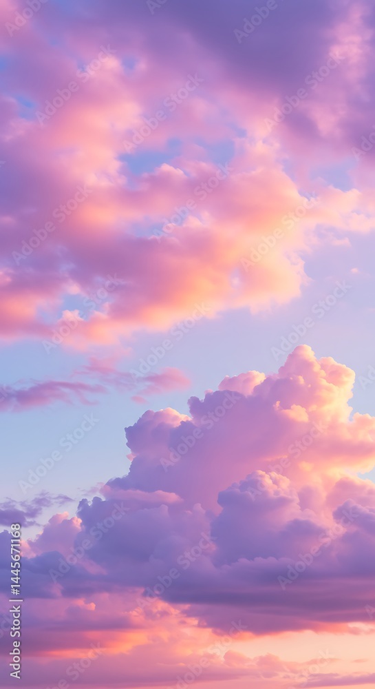 Fototapeta premium Vibrant Sunset Sky with Pink, Purple, and Orange Clouds Good for Phone Background Wallpaper