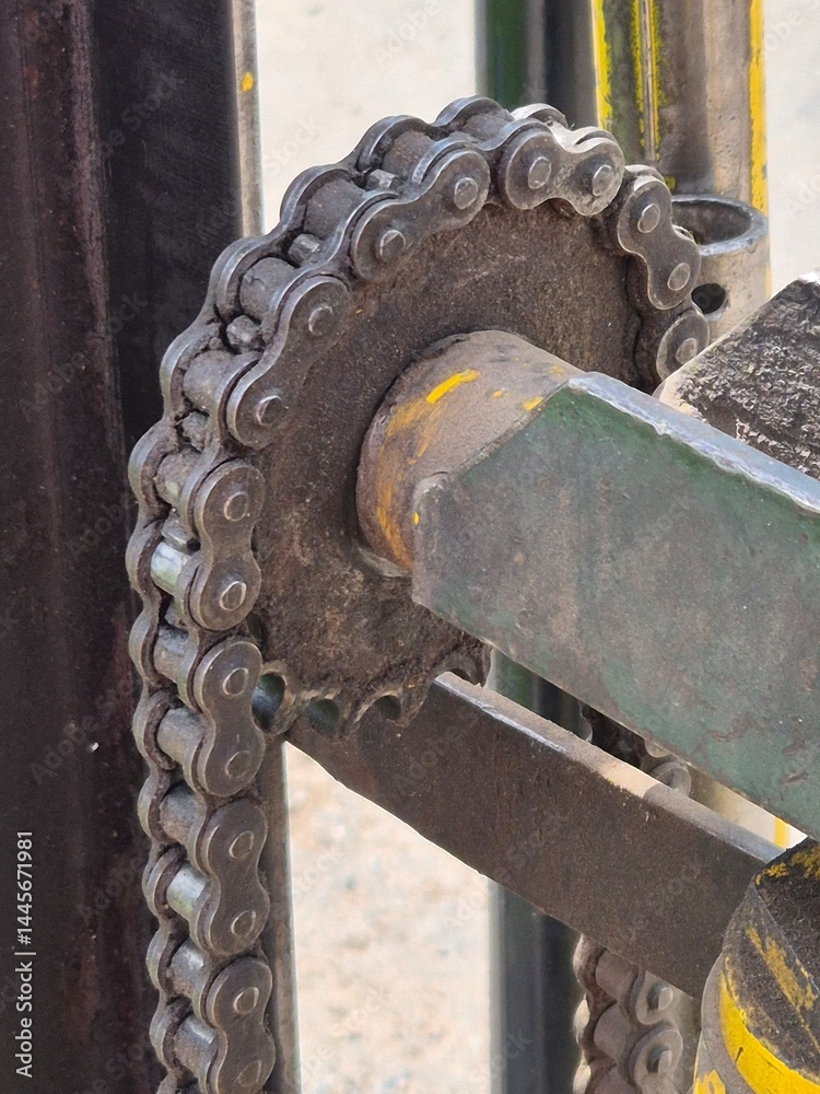photo of a metal gear chain