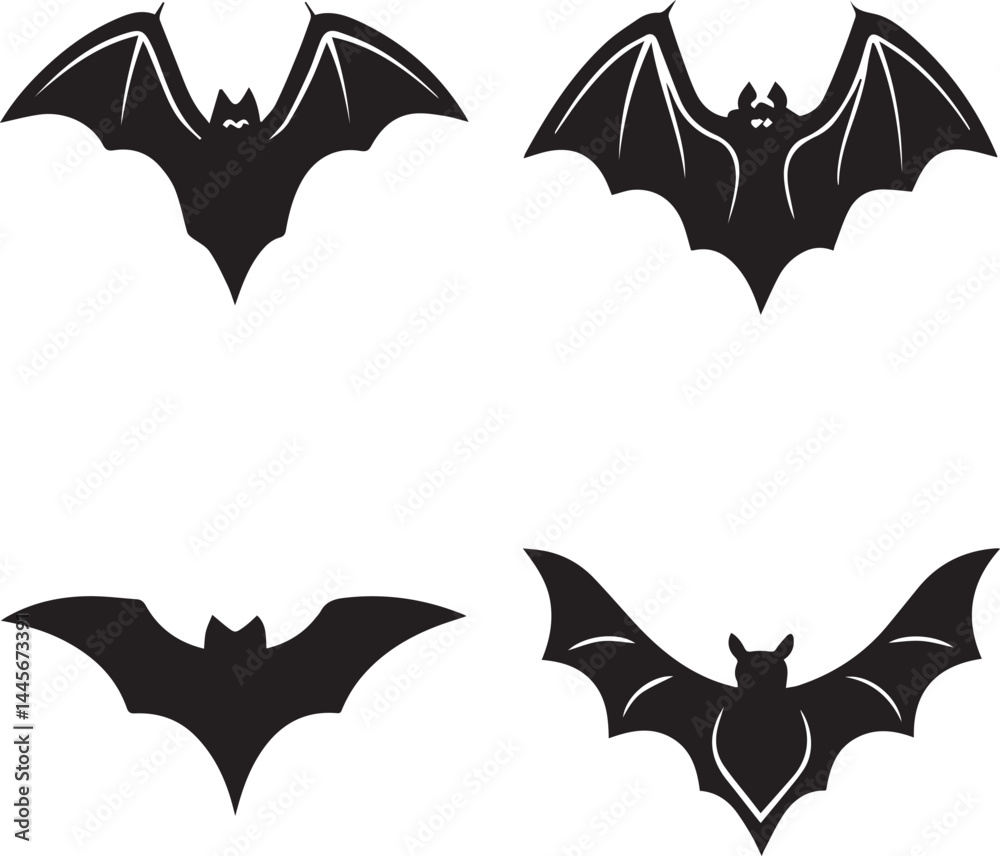 Fototapeta premium halloween vector set, halloween bat silhouette vector set icon, halloween bat vector illustration