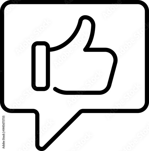 Thumbs up icon with speech bubble - Editable Stroke SVG, fully scalable.
