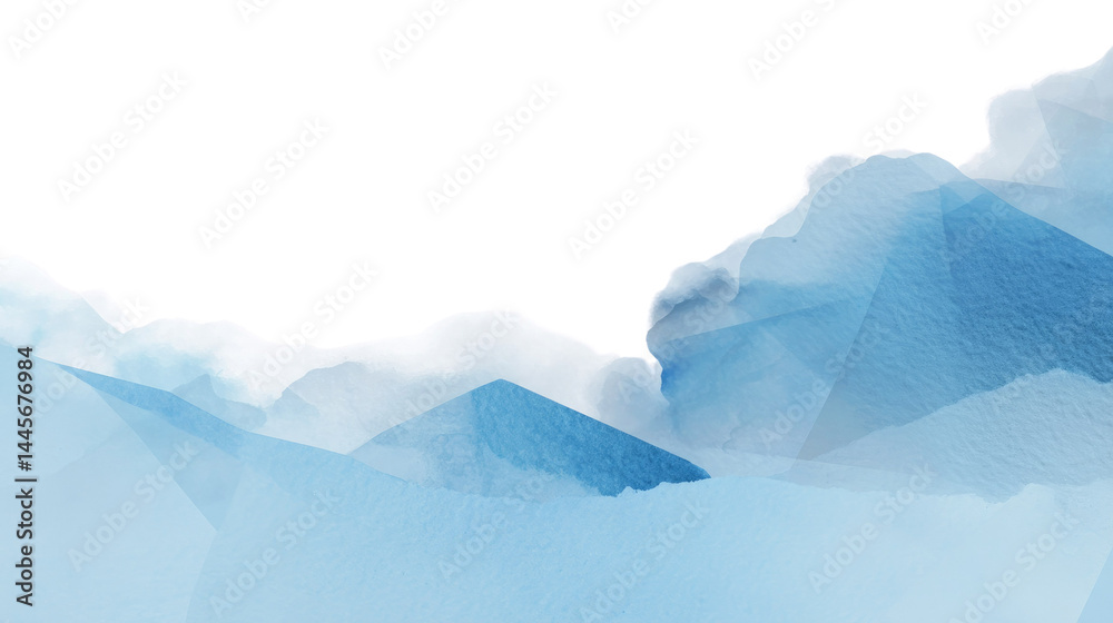 Fototapeta premium Abstract Watercolor Mountain: This abstract artwork captures the serene majesty of a mountain range. The subtle blend of blue hues evokes a sense of calm.
