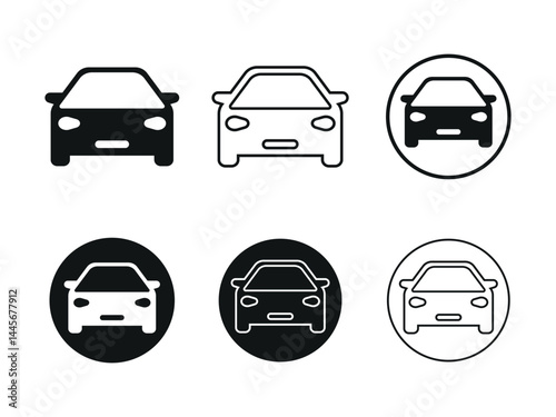 Front View Car Icon set Vector or Minimalist Black Car set Silhouette Design