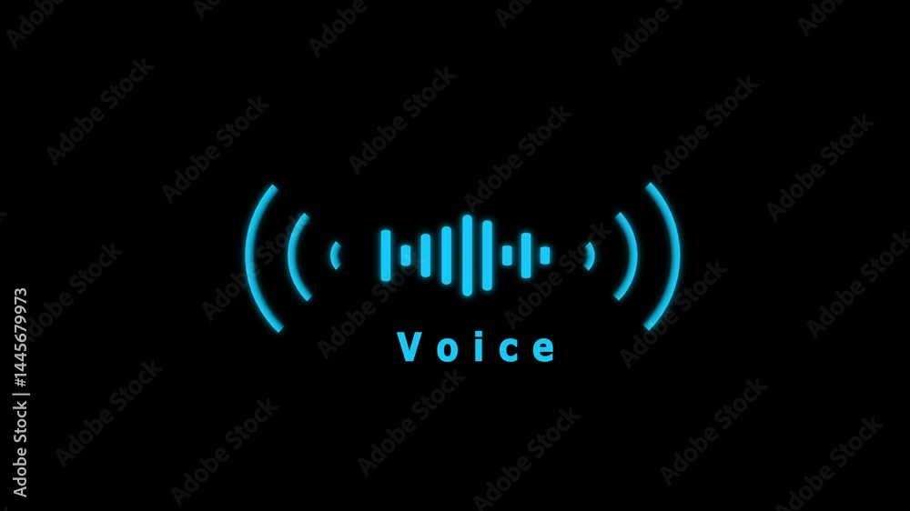 Sound wave icon for voice recognition in virtual assistant, speech sign. Abstract audio wave, voice command control, outline acoustic waveform.
