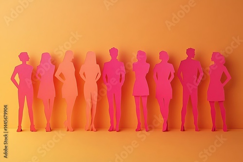 Teamwork People Figures Gradient Color Background photo
