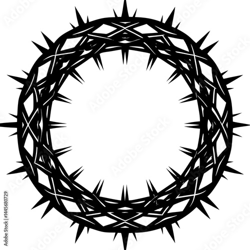 Detailed silhouette of a circular crown made of sharp thorns
