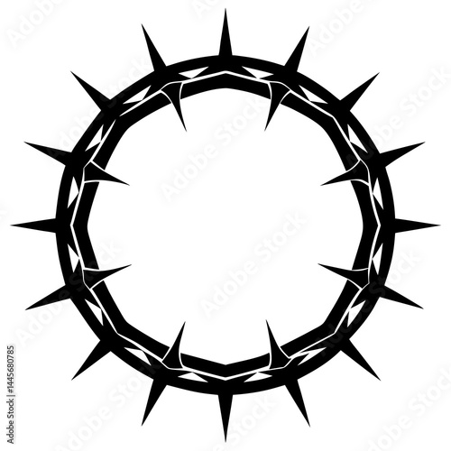 Detailed silhouette of a circular crown made of sharp thorns