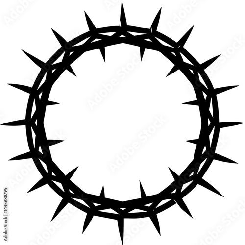 Detailed silhouette of a circular crown made of sharp thorns