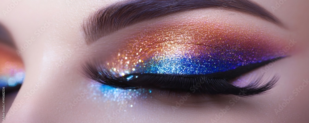 Fototapeta premium A close up photograph showing vibrant eye makeup application