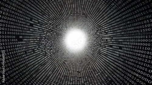 Binary Code Tunnel Abstract Digital Background for Technology Themes