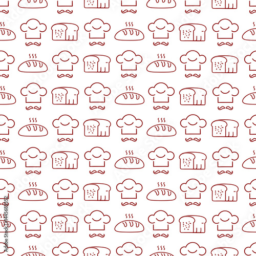 Seamless pattern on the theme of bread and bakery, isolated on a transparent background, for creating packaging, greeting cards, websites and for printing on textiles