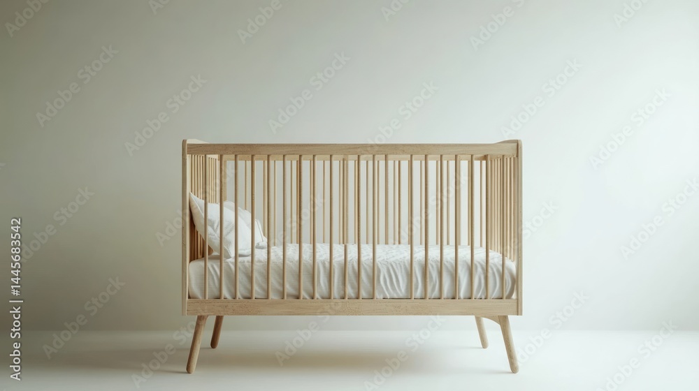 Empty light wooden crib Empty light wooden crib