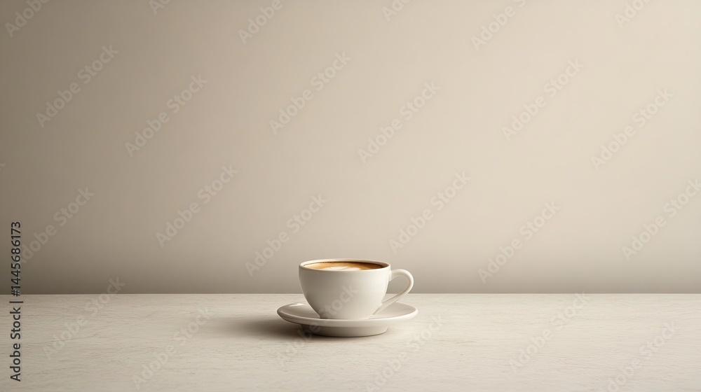 Minimalist Coffee Cup on Table Against Soft Neutral Background Minimalist Coffee Cup on Table Against Soft Neutral Background