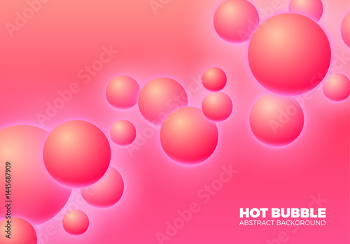 Abstract background with hot pink shiny balls floating in motion.