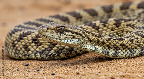 Close Up Sidewinder Rattlesnake Crotalus Cerastes Camouflaged Sandy Desert Wildlife