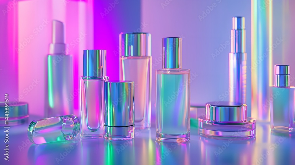 Cosmetic Background with Cosmetic Bottles Cosmetic Background with Cosmetic Bottles