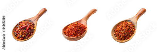Chili con crane on Spoon, set of against a Transparent background