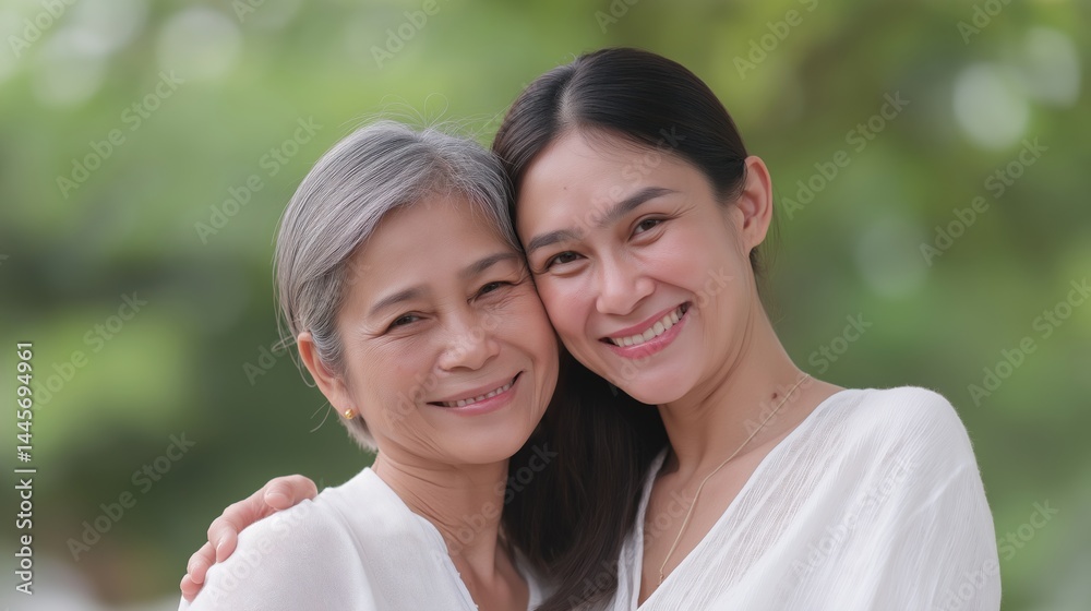 Joyful moments shared between a mother and daughter in a backyard.
