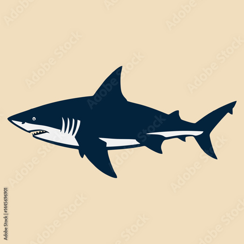 Simple vector illustration of a shark used as a logo icon in modern blue style