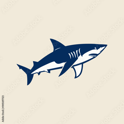 Angled shark icon with bold design and minimal branding vector concept