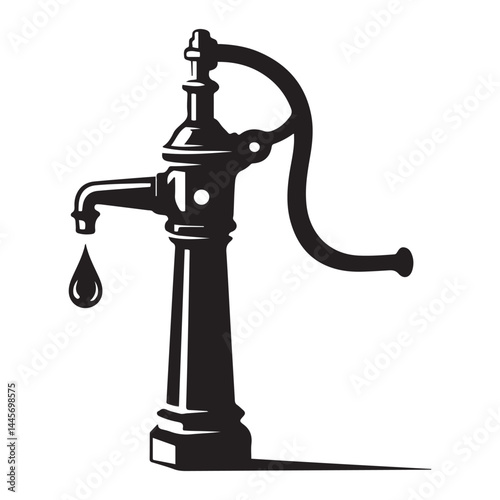 Water pump. Isolated on Vector Black silhouettes. with white background