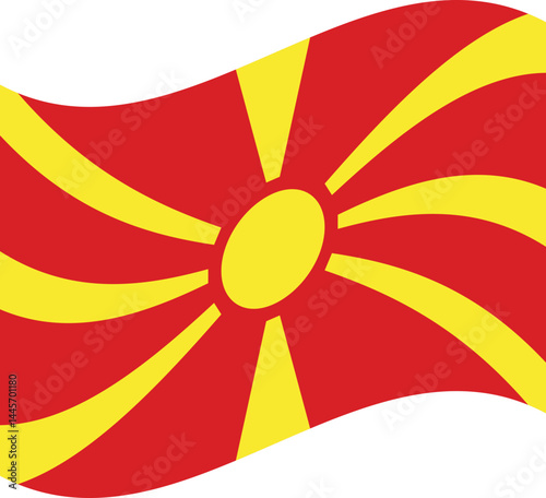 North Macedonia flag icon with sunburst