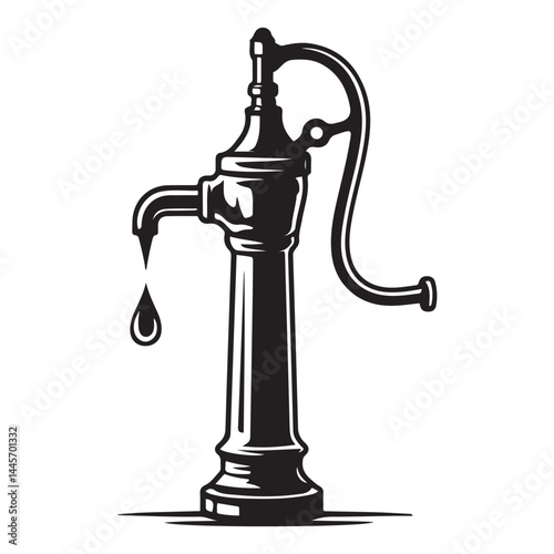 Water pump. Isolated on Vector Black silhouettes. with white background