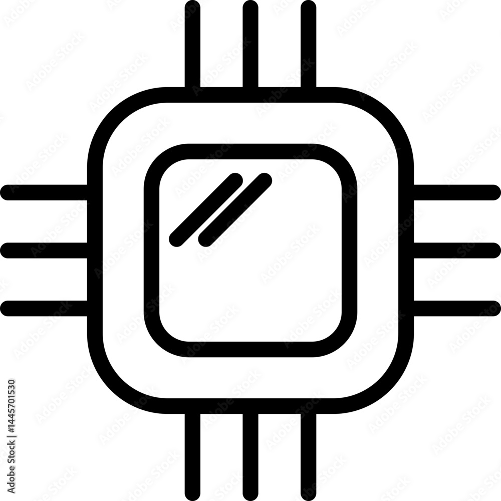 Obraz premium Microchip or processor outline icon