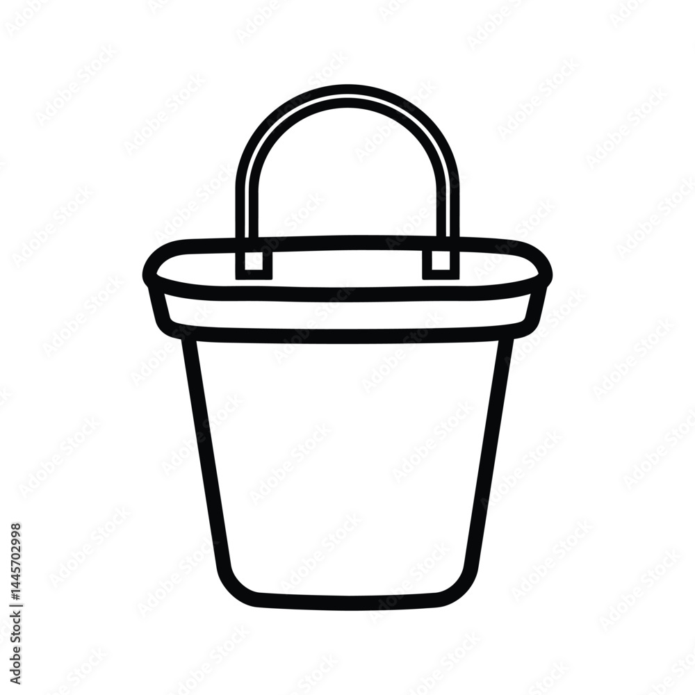 Bucket with a rounded white background. simple black silhouette Bucket with a rounded white background. simple black silhouette