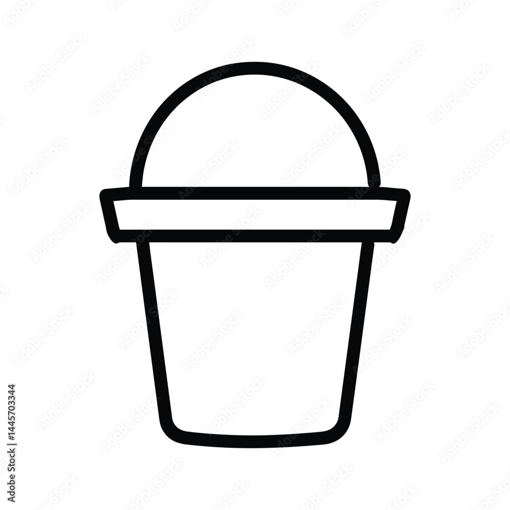 Bucket with a rounded white background. simple black silhouette Bucket with a rounded white background. simple black silhouette