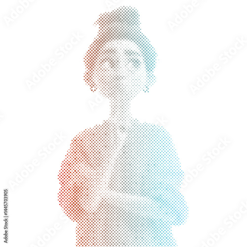 A woman is thinking or imagining an attractive target or discount offer in retro modern halftone cartoon
