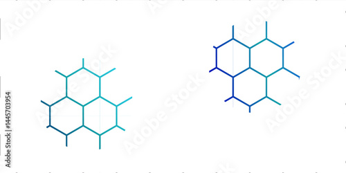 Blue and white star elements in a digital hexagon pattern illustrate a future technology concept with a honeycomb structure