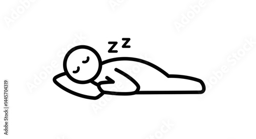 Stylized Sleeping Figure with Zzz Symbol Above Head on Pillow