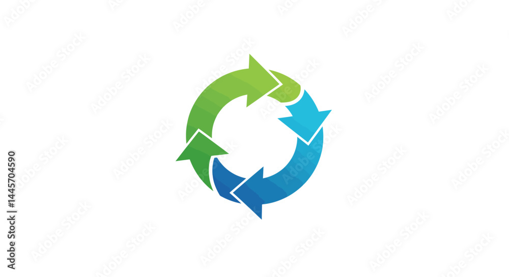 Abstract Green and Blue Circular Arrows Design Abstract Green and Blue Circular Arrows Design