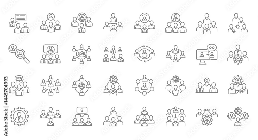 Collection of Diverse Teamwork and Communication Icons