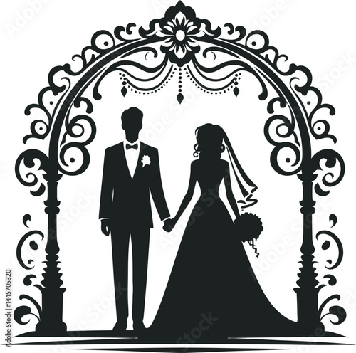bride and groom silhouettes