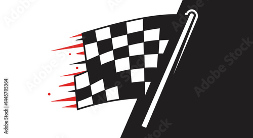 Dynamic Checkered Flag with Red Motion Trails